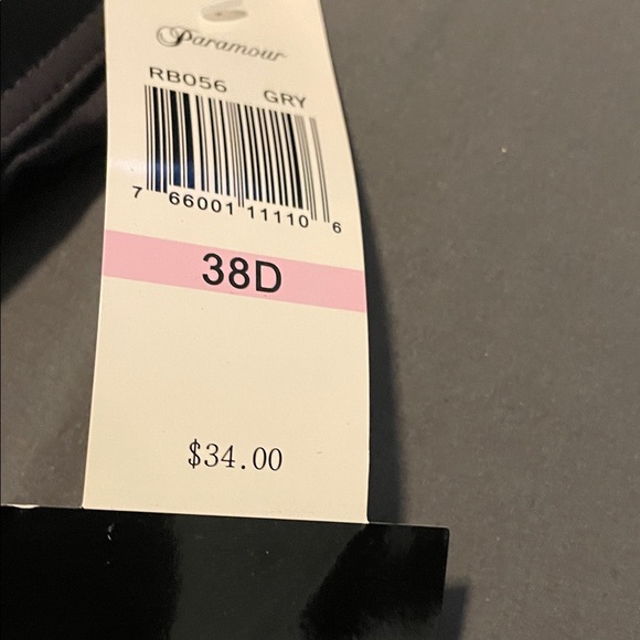 Paramour Charcoal Lace Accent Bra Size 38D NWT - Picture 3 of 5